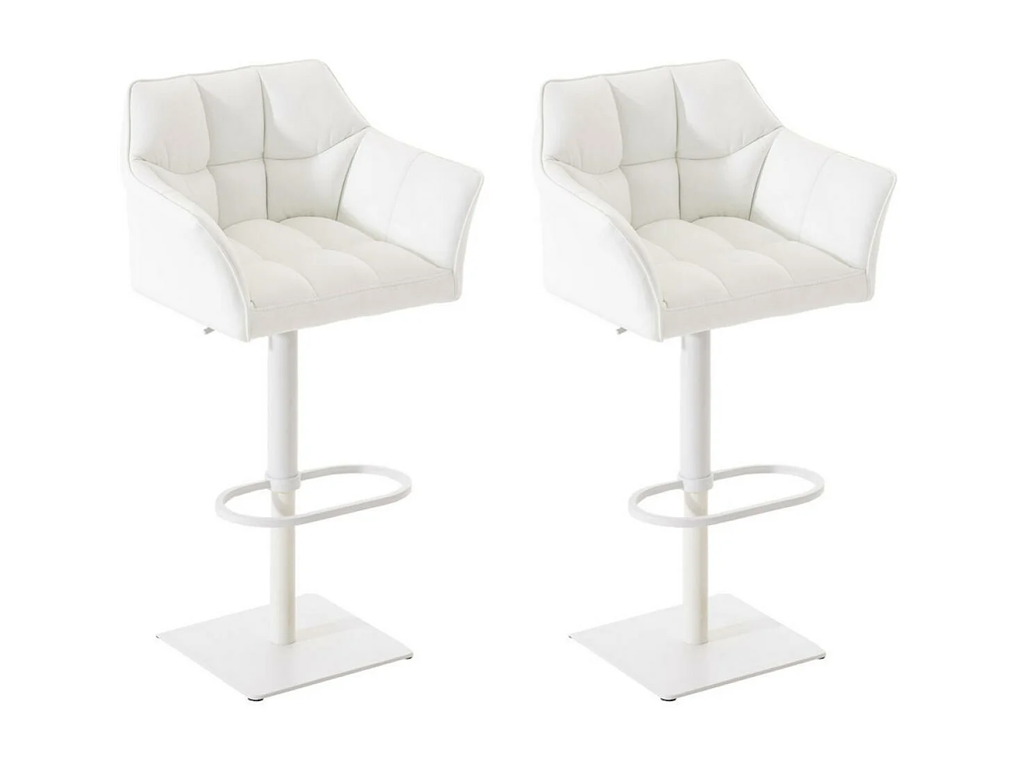 Lot de 2  Tabouret de bar - Similicuir & Blanc - Blanc - Damaso