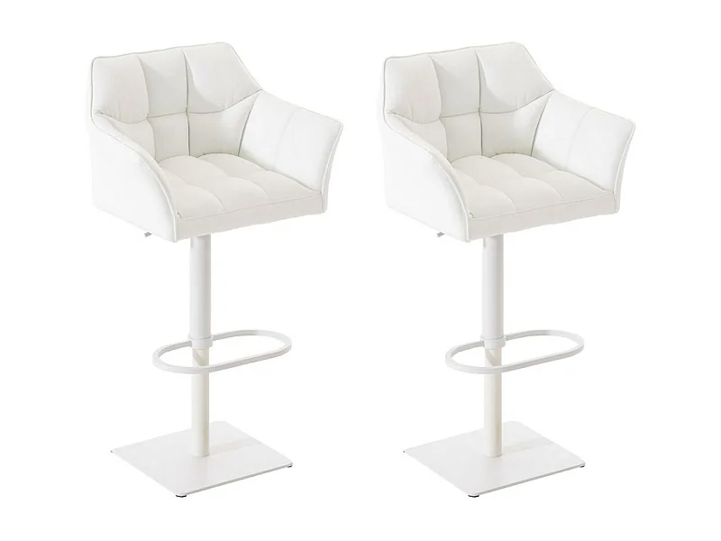 Lot de 2  Tabouret de bar - Similicuir & Blanc - Blanc - Damaso