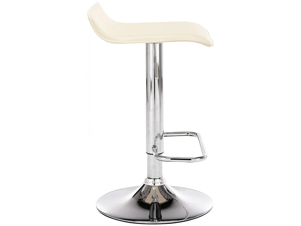 Lot de 2  Tabouret de bar - Similicuir & Métal chromé - Crème - Dyn