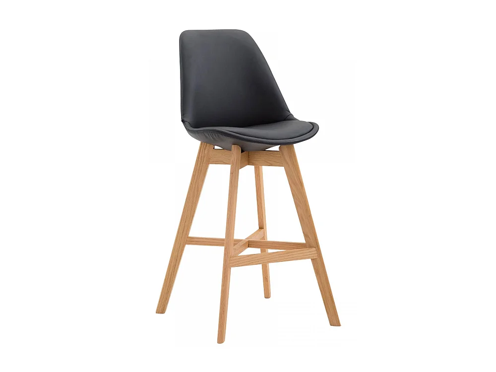 Tabouret de bar - Similicuir & Bois - Noir - Cannes