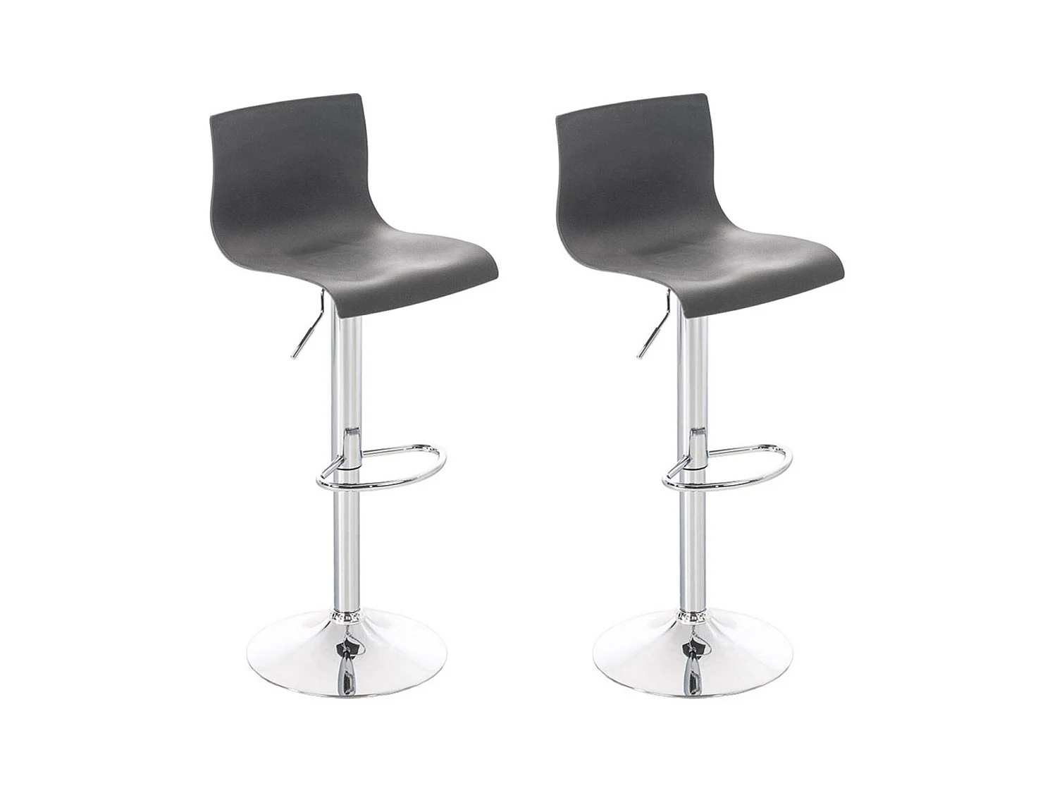 Lot de 2  Tabouret de bar - Plastique & Métal chromé - Gris - Hover
