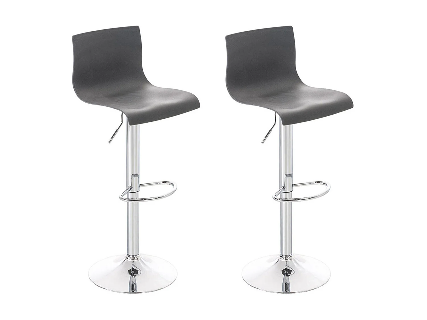 Lot de 2  Tabouret de bar - Plastique & Métal chromé - Gris - Hover