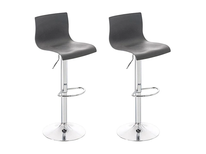 Lot de 2  Tabouret de bar - Plastique & Métal chromé - Gris - Hover