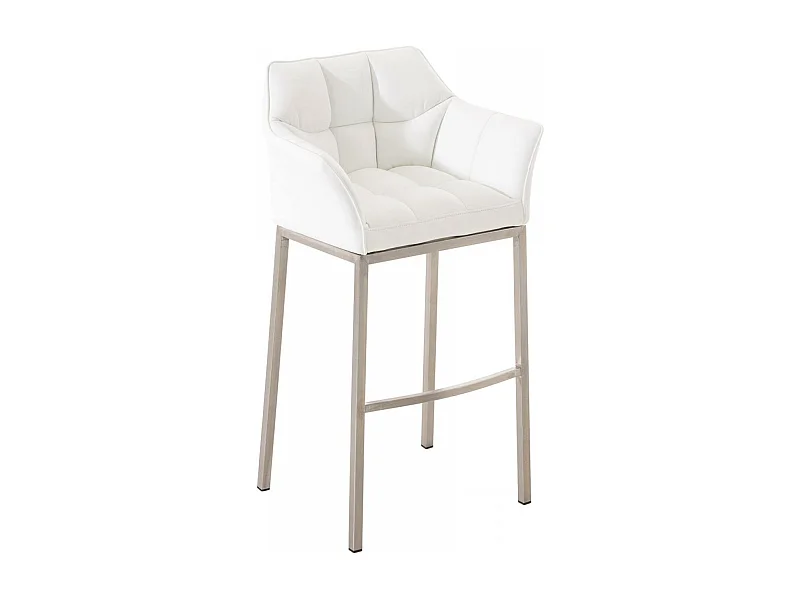 Tabouret de bar - Similicuir & Acier inoxydable - Blanc - Damaso