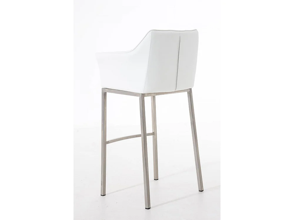Tabouret de bar - Similicuir & Acier inoxydable - Blanc - Damaso