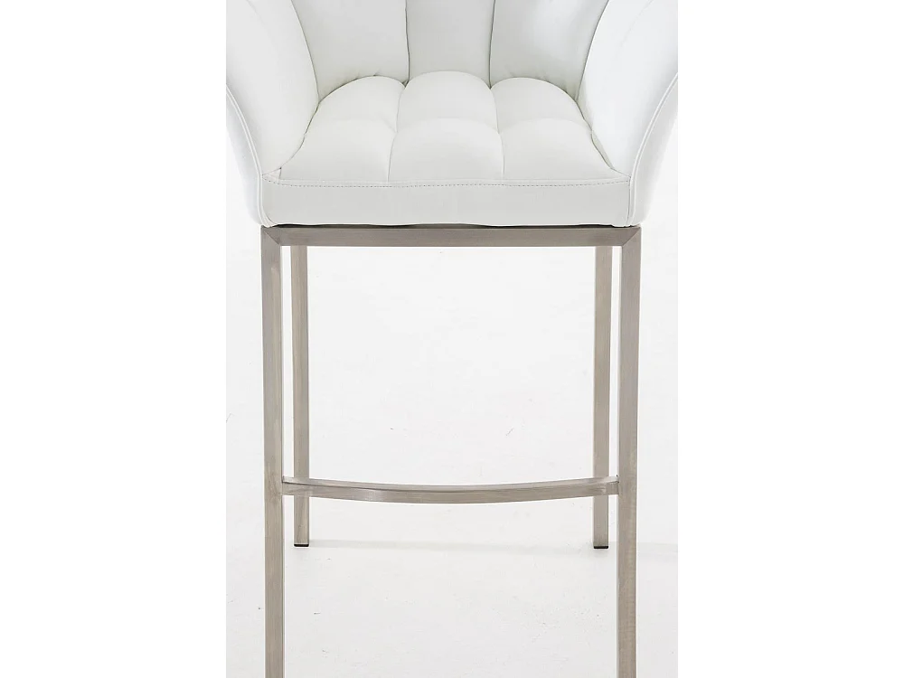 Tabouret de bar - Similicuir & Acier inoxydable - Blanc - Damaso