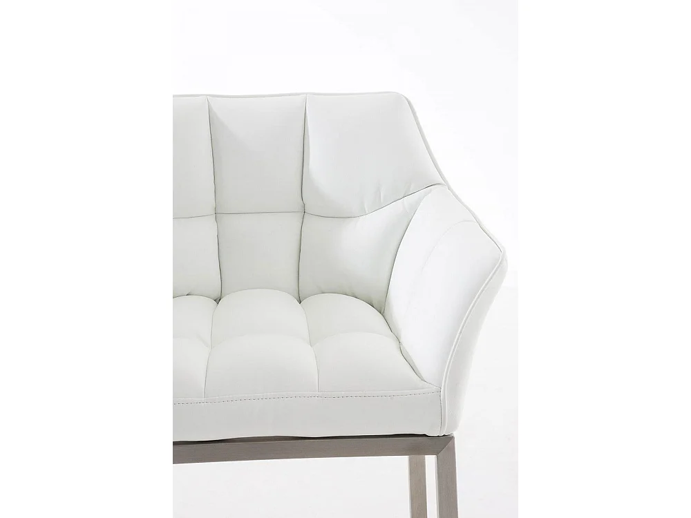 Tabouret de bar - Similicuir & Acier inoxydable - Blanc - Damaso