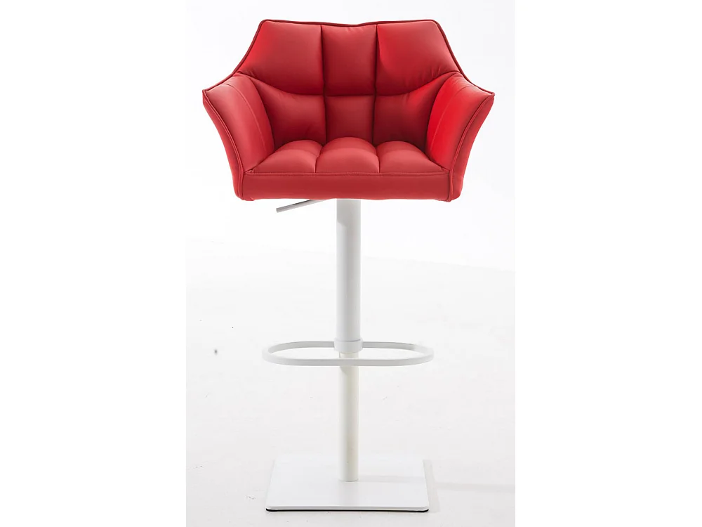 Lot de 2  Tabouret de bar - Similicuir & Blanc - Rouge - Damaso