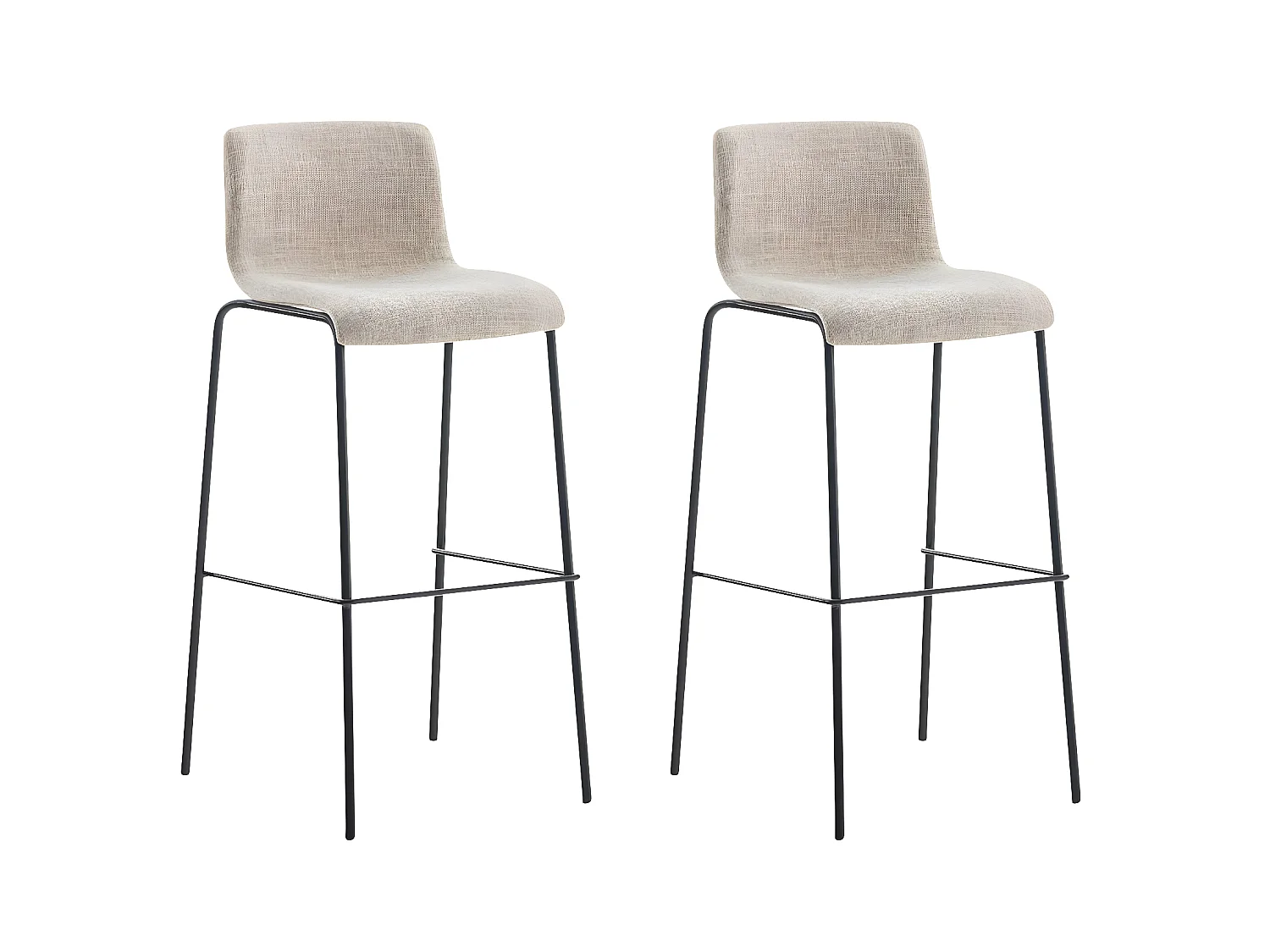 Lot de 2  Tabouret de bar - Tissu & Noir - Crème - Hover