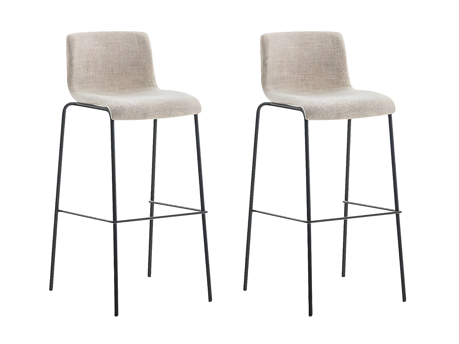 Lot de 2  Tabouret de bar - Tissu & Noir - Crème - Hover