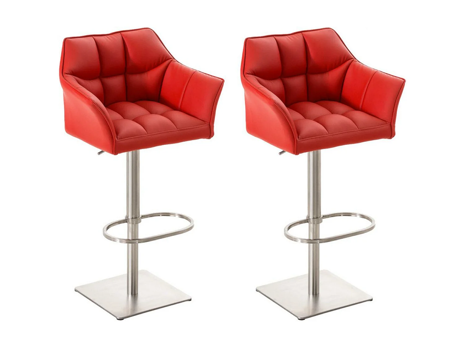 Lot de 2  Tabouret de bar - Similicuir & Acier inoxydable - Rouge - Damaso