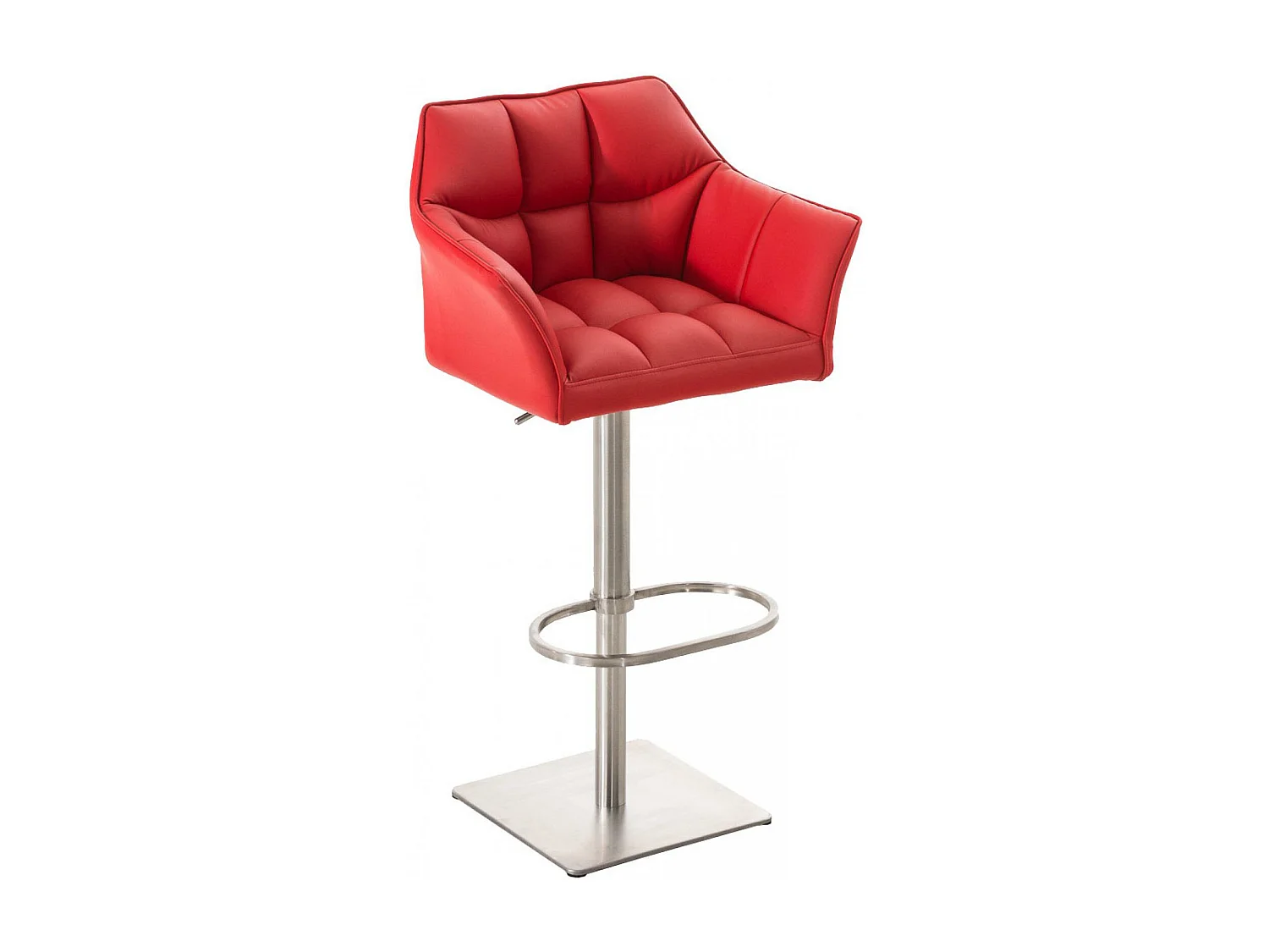 Lot de 2  Tabouret de bar - Similicuir & Acier inoxydable - Rouge - Damaso
