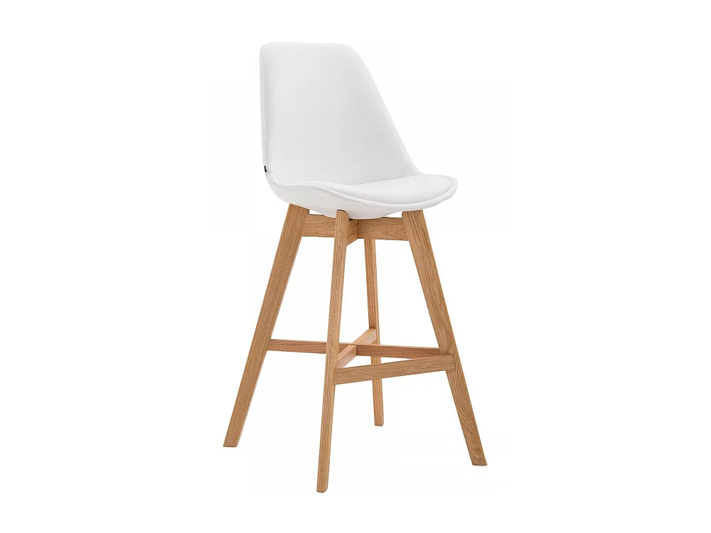 Tabouret de bar - Similicuir & Bois - Blanc - Cannes