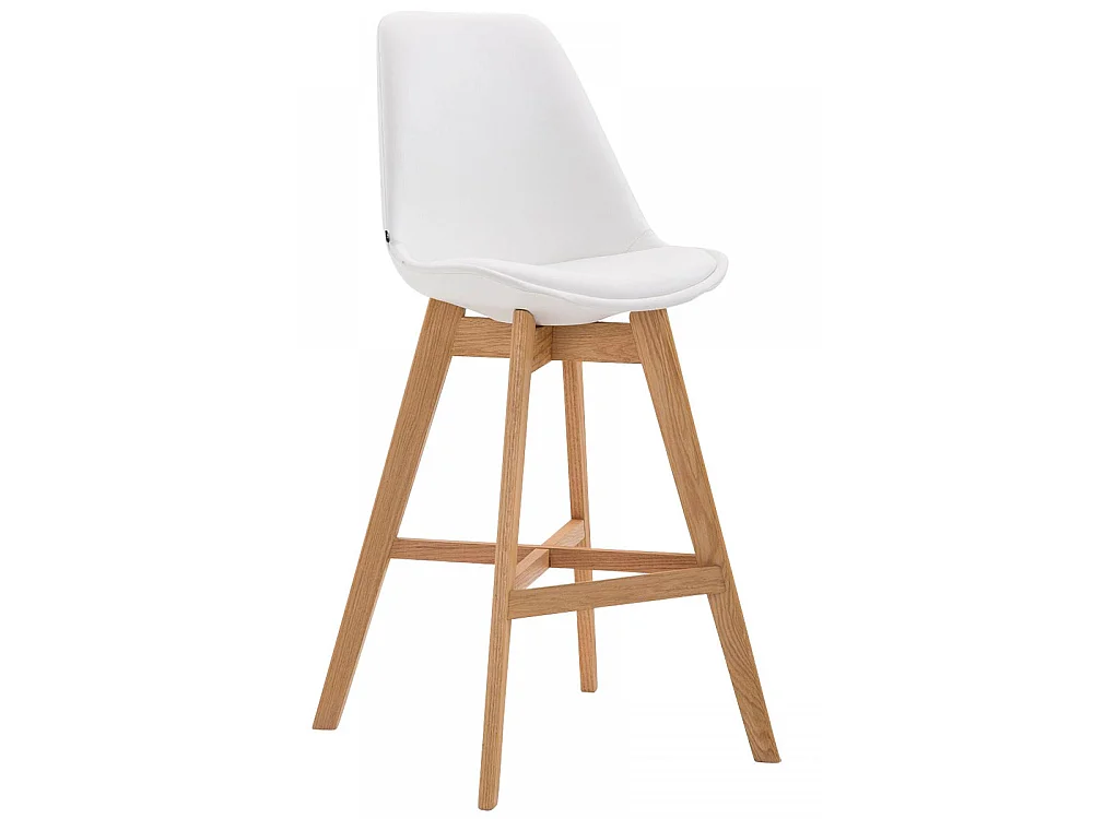 Tabouret de bar - Similicuir & Nature - Blanc - Cannes