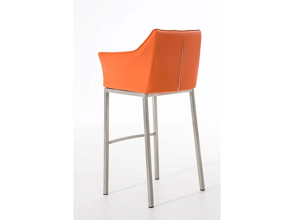 Tabouret de bar - Similicuir & Acier inoxydable - Orange - Damaso