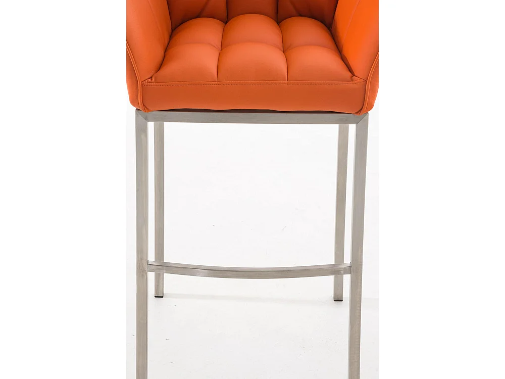 Tabouret de bar - Similicuir & Acier inoxydable - Orange - Damaso
