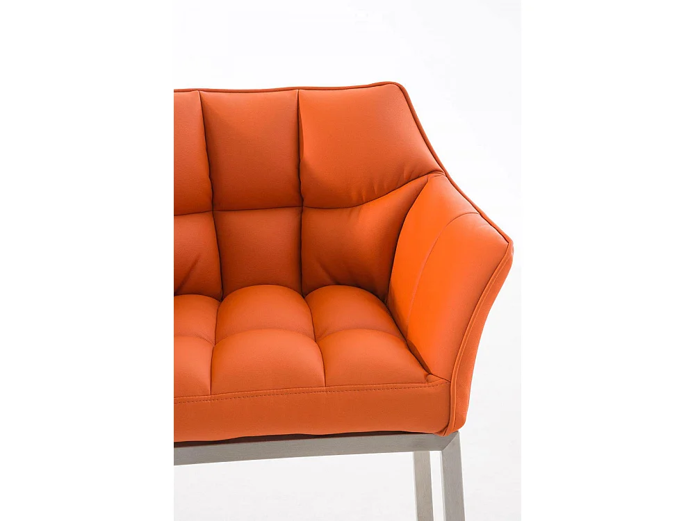 Tabouret de bar - Similicuir & Acier inoxydable - Orange - Damaso