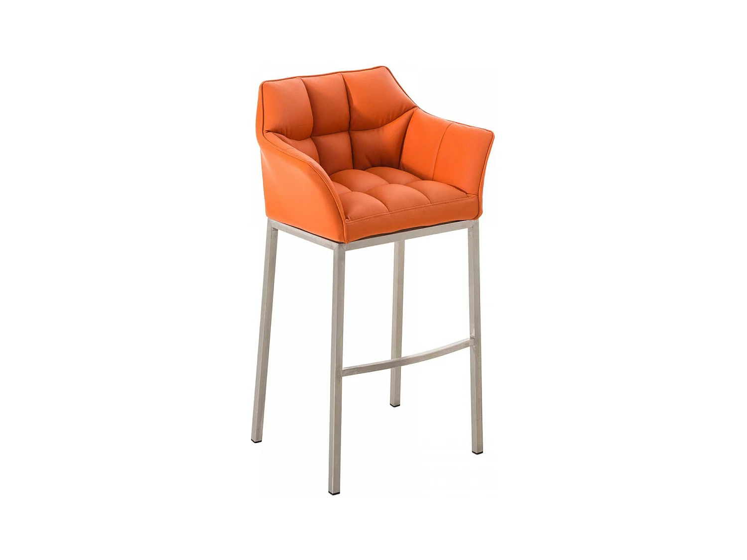 Tabouret de bar - Similicuir & Acier inoxydable - Orange - Damaso