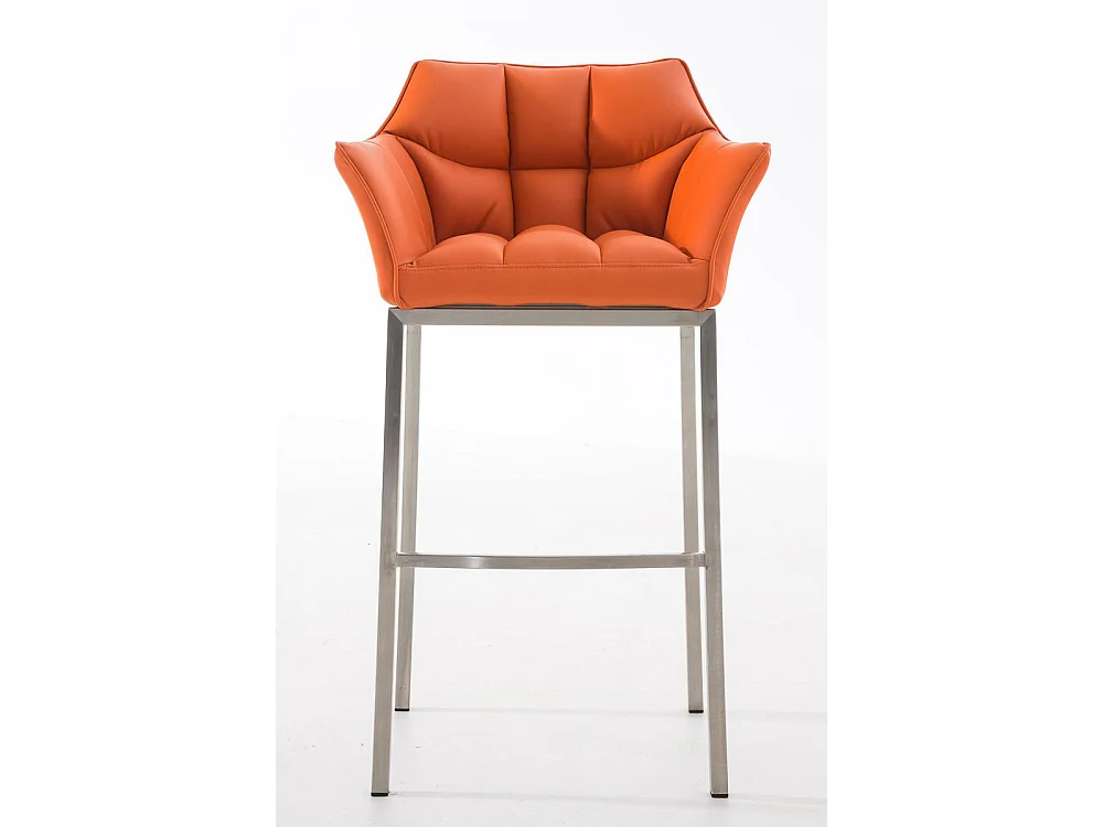Tabouret de bar - Similicuir & Acier inoxydable - Orange - Damaso