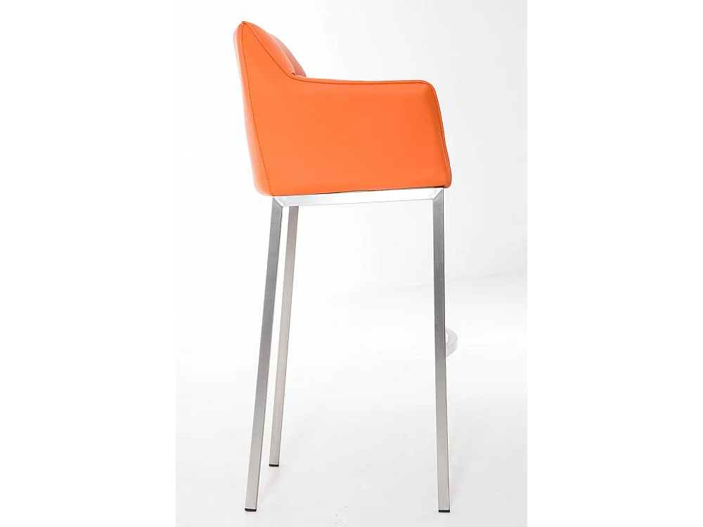 Tabouret de bar - Similicuir & Acier inoxydable - Orange - Damaso