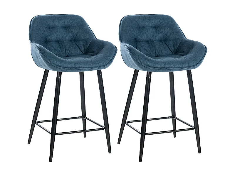 Lot de 2  Tabouret de bar - Tissu - Bleu - Gibson