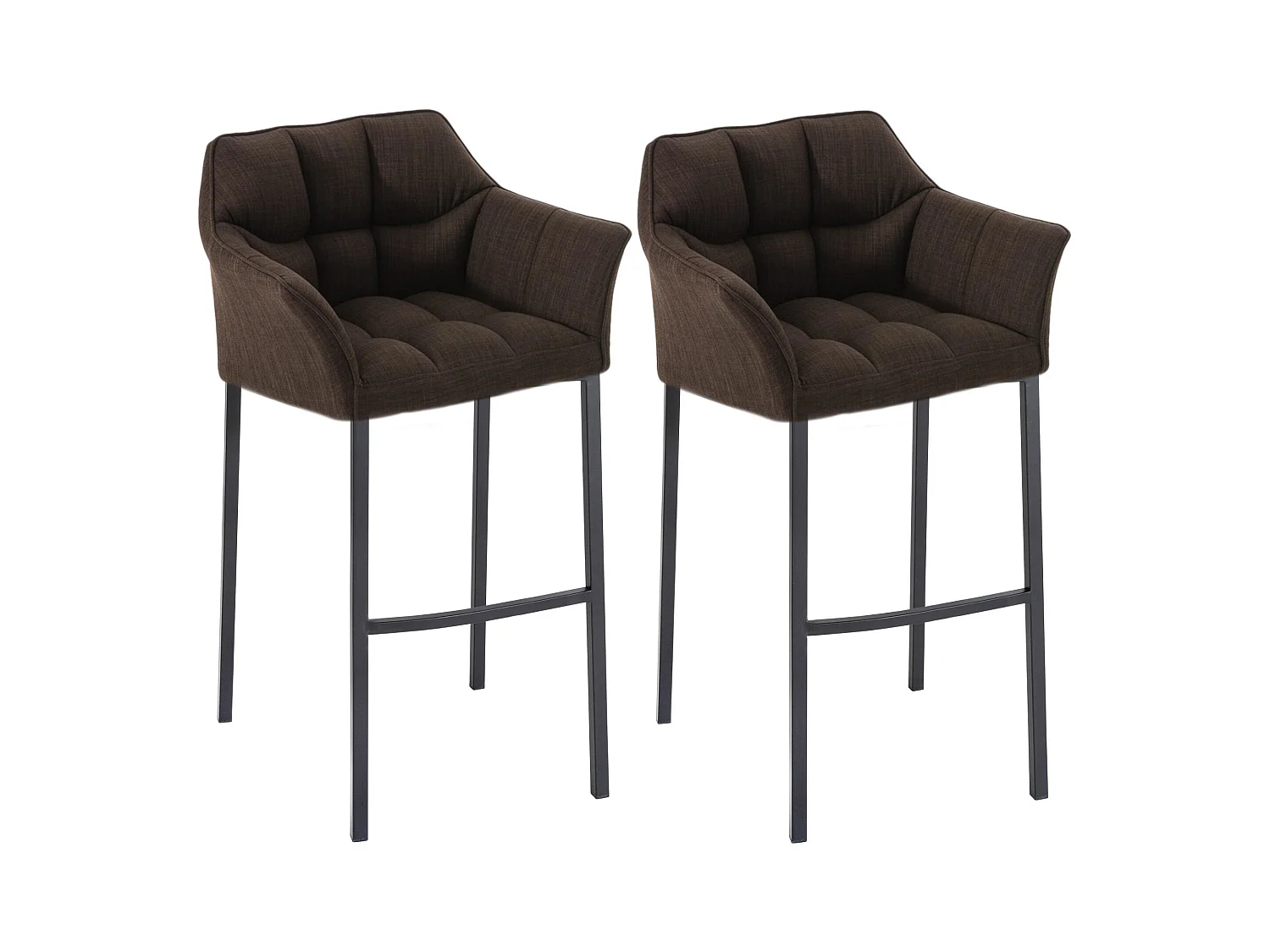 Lot de 2  Tabouret de bar - Tissu & Noir - Marron - Damaso