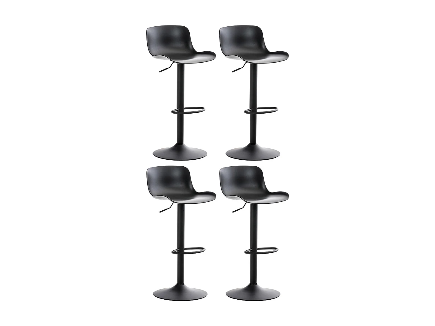 Lot de 4  Tabouret de bar - Plastique - Noir - Almada
