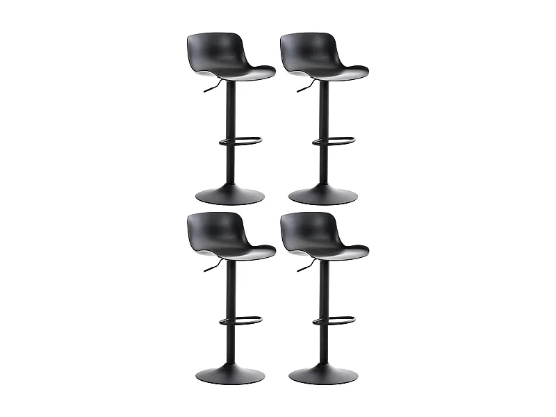 Lot de 4  Tabouret de bar - Plastique - Noir - Almada