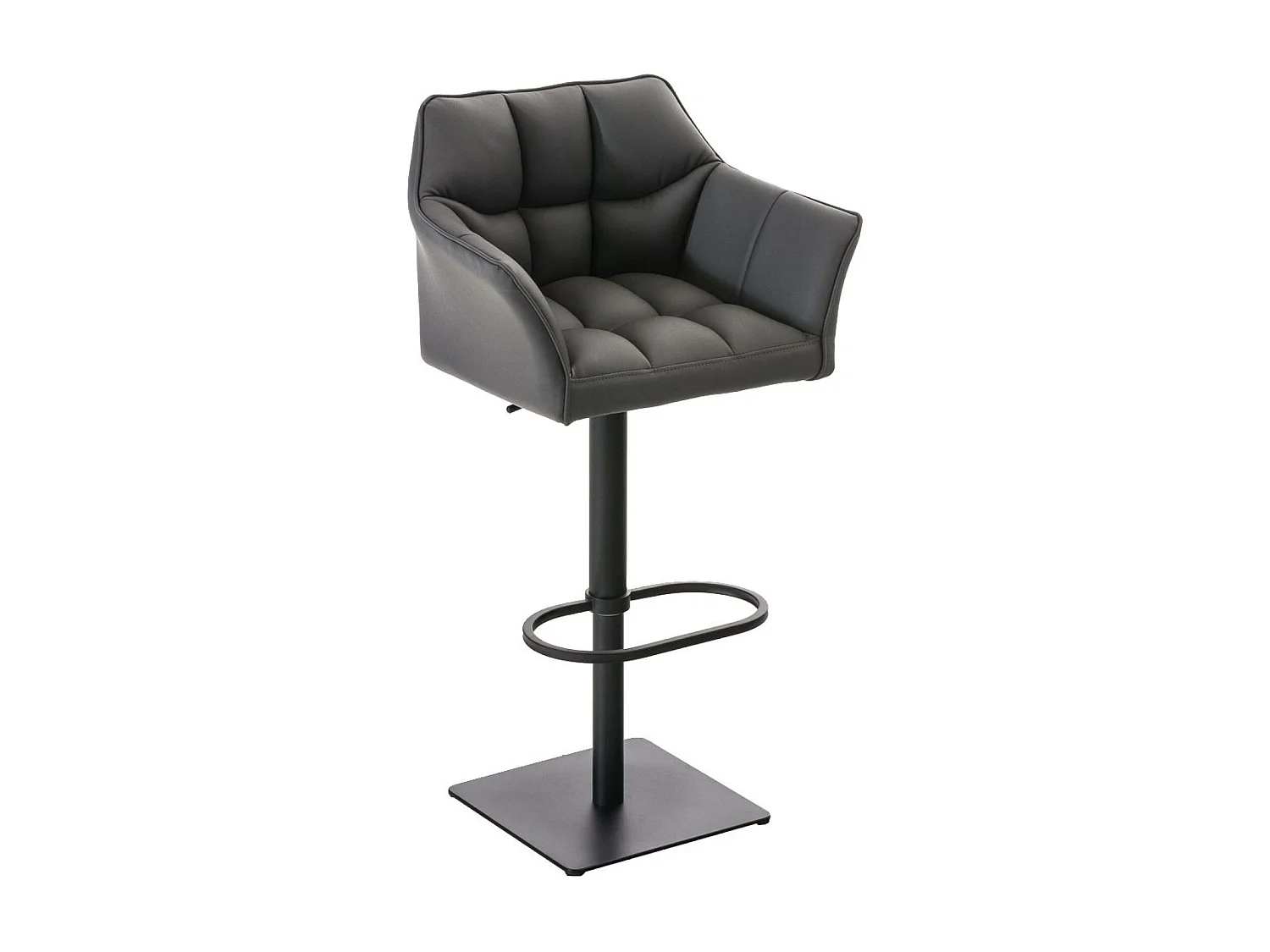 Lot de 2  Tabouret de bar - Similicuir & Noir - Gris - Damaso