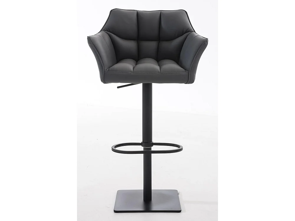 Lot de 2  Tabouret de bar - Similicuir & Noir - Gris - Damaso