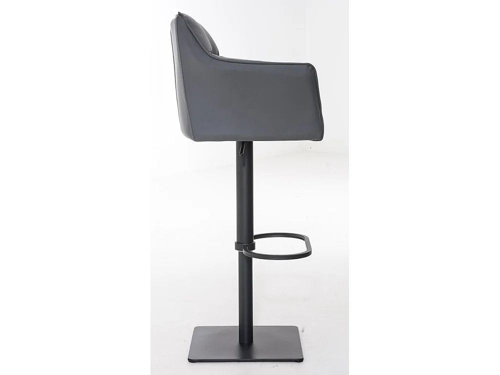 Lot de 2  Tabouret de bar - Similicuir & Noir - Gris - Damaso
