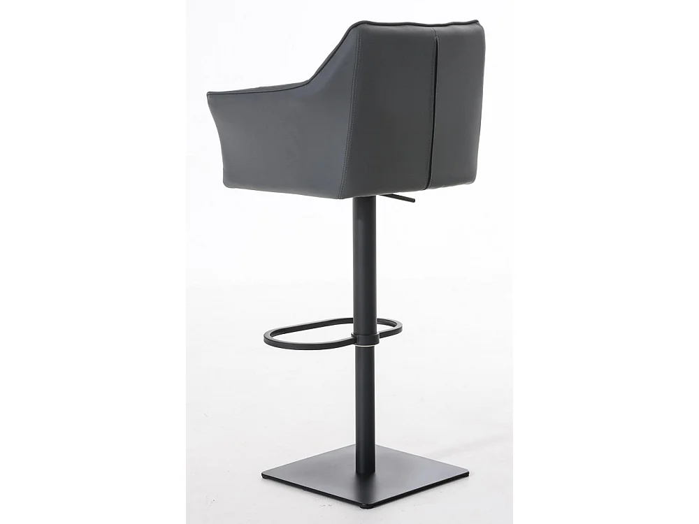 Lot de 2  Tabouret de bar - Similicuir & Noir - Gris - Damaso