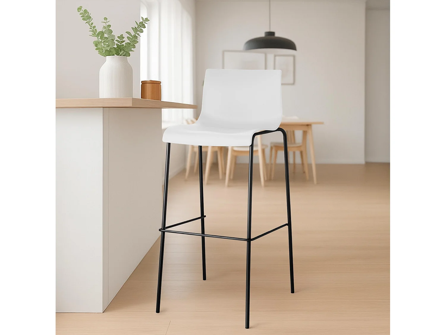 Set van 2  Barkruk - Kunststof & zwart - wit - Hover