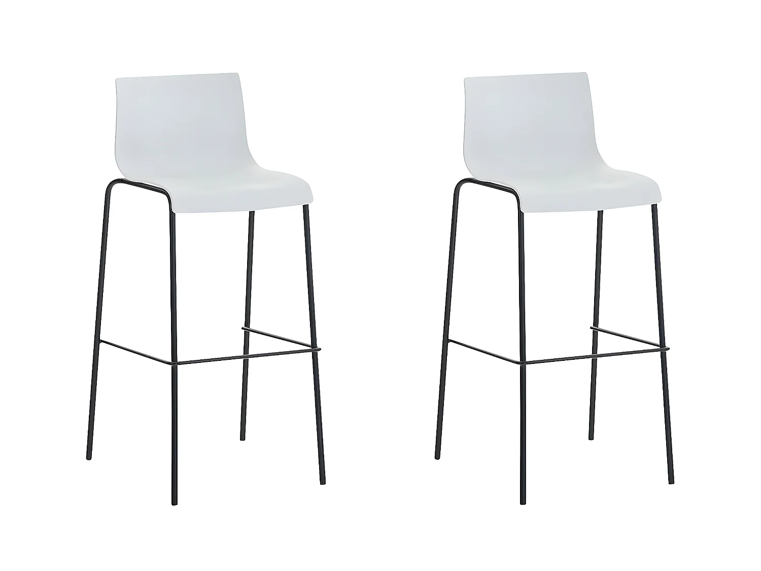 Lot de 2  Tabouret de bar - Plastique & Noir - Blanc - Hover