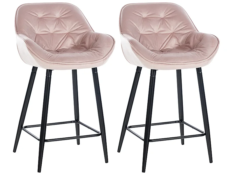 Set van 2  Barkruk -  & Metaal mat zwart - roze - Gibson