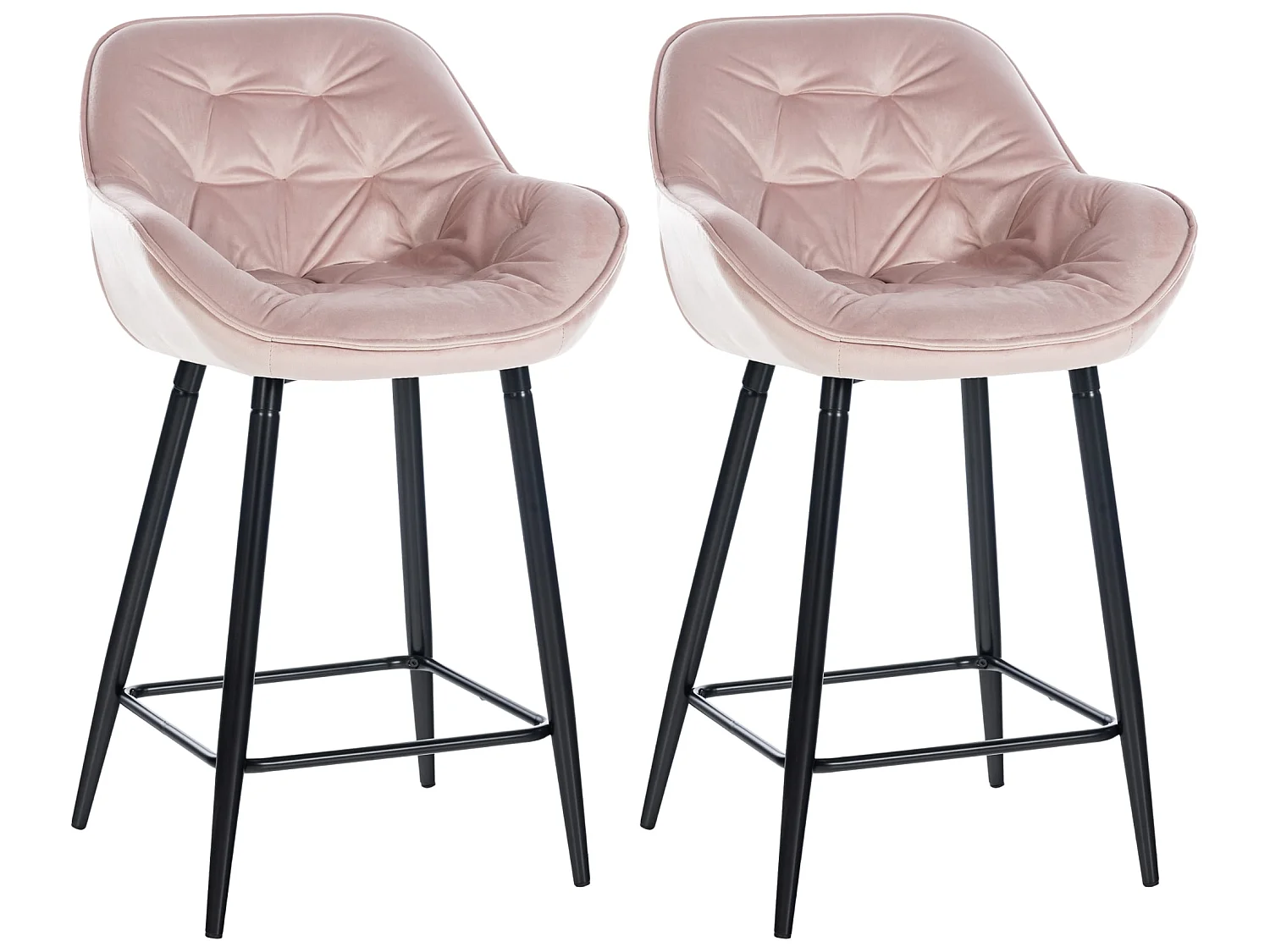 Set van 2  Barkruk -  & Metaal mat zwart - roze - Gibson