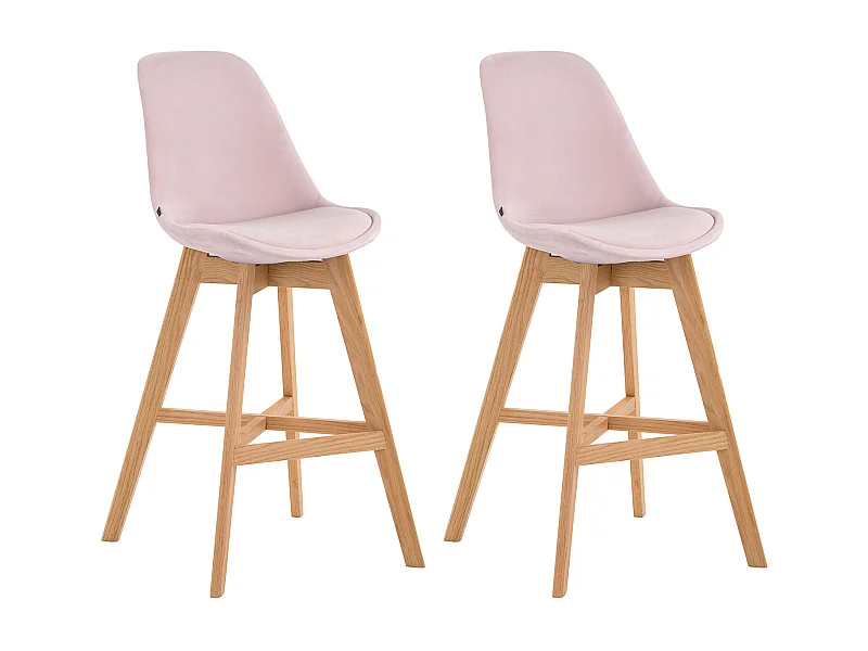 Set van 2  Barkruk - Fluweel & natura - roze - Cannes