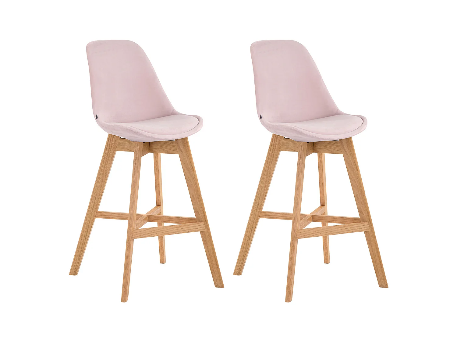 Lot de 2  Tabouret de bar - Velours & Bois - Rose - Cannes