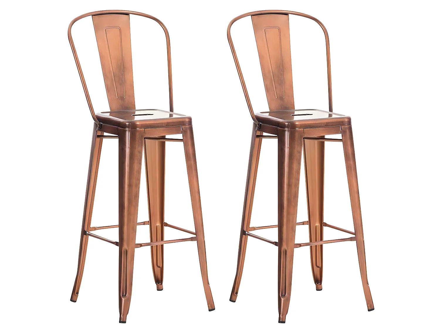 Lot de 2  Tabouret de bar - Métal & Métal - Cuivre - Aiden