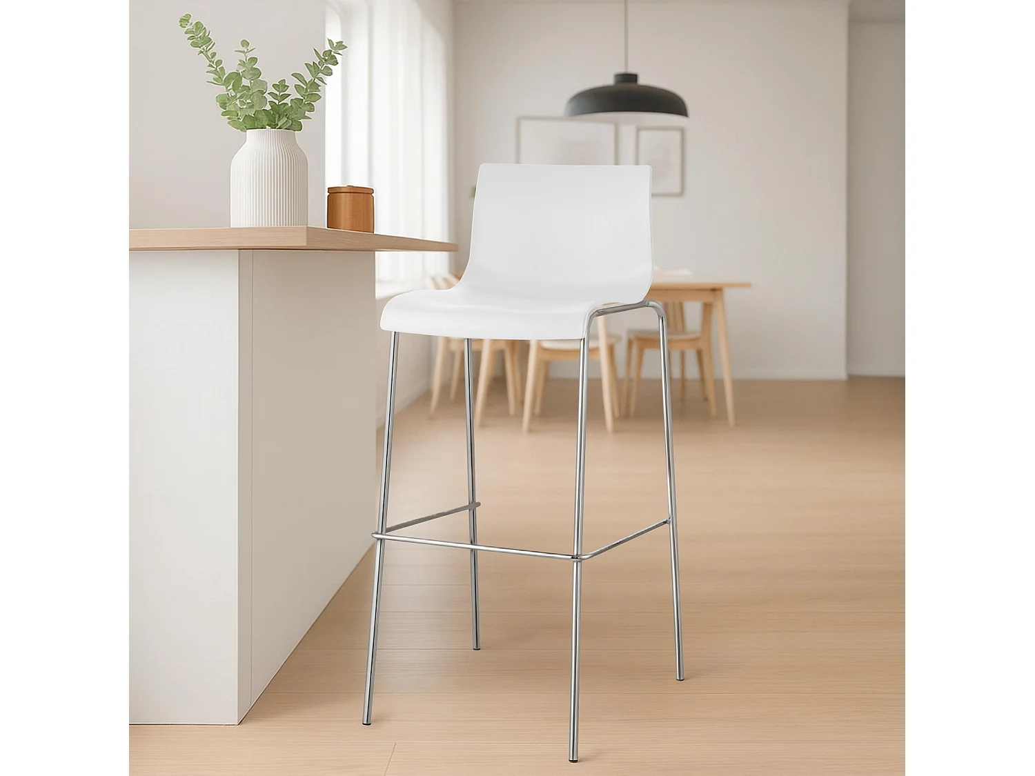 Set van 2  Barkruk - Kunststof & chroom - wit - Hover