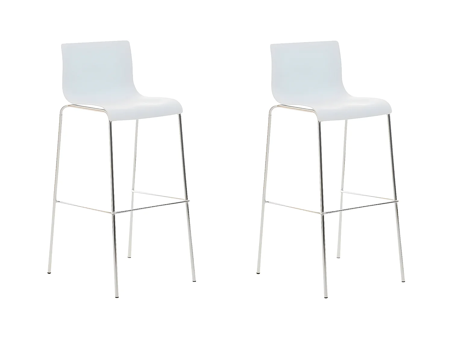 Lot de 2  Tabouret de bar - Plastique & Chrome - Blanc - Hover