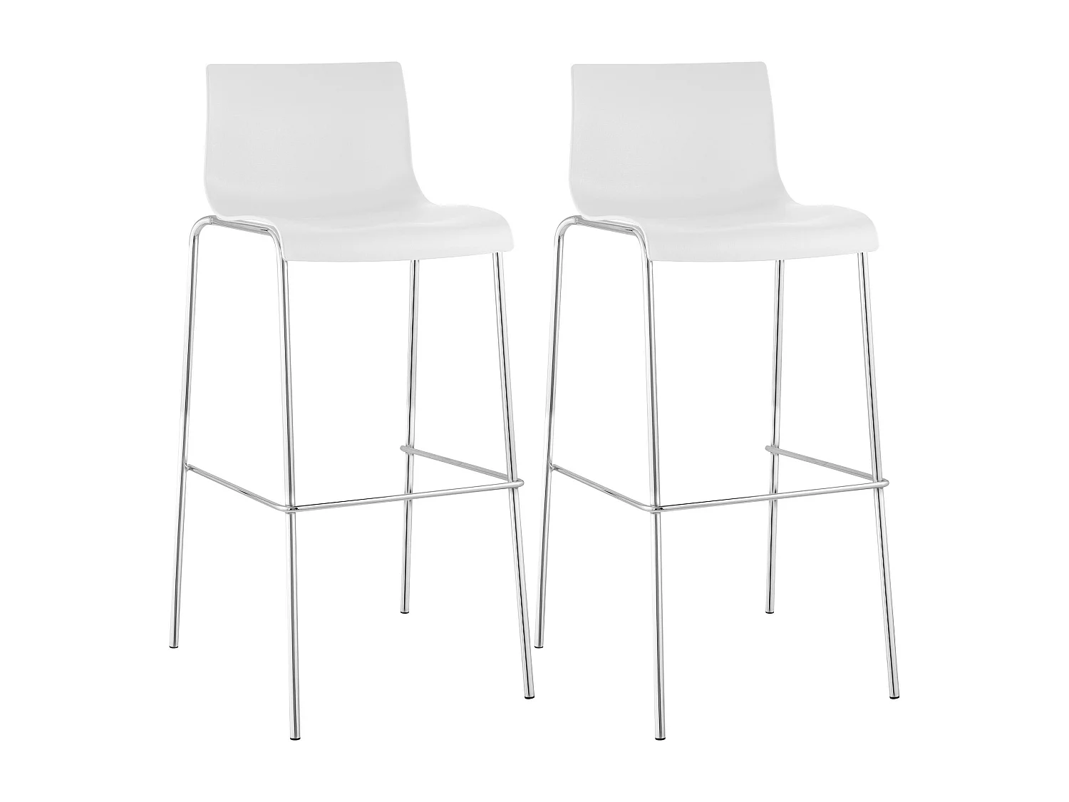 Lot de 2  Tabouret de bar - Plastique & Chrome - Blanc - Hover