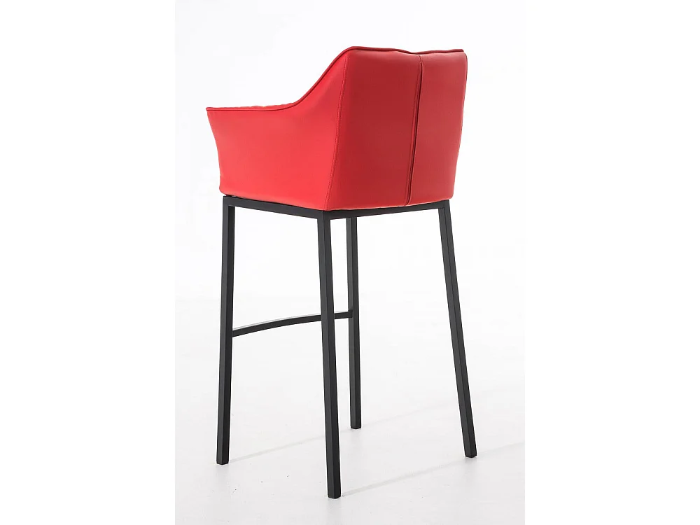 Tabouret de bar - Similicuir & Noir - Rouge - Damaso