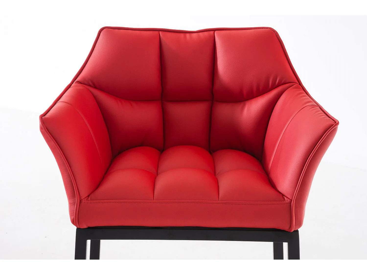 Tabouret de bar - Similicuir & Noir - Rouge - Damaso