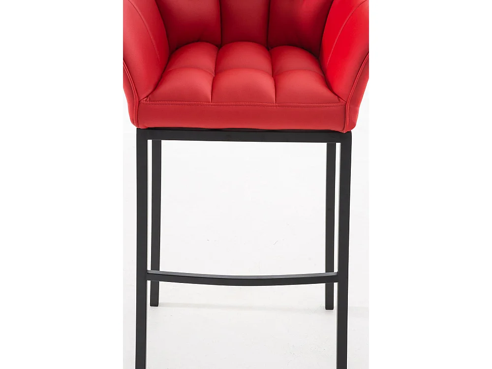 Tabouret de bar - Similicuir & Noir - Rouge - Damaso