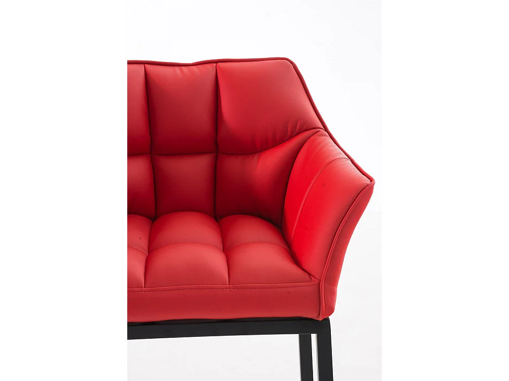 Tabouret de bar - Similicuir & Noir - Rouge - Damaso
