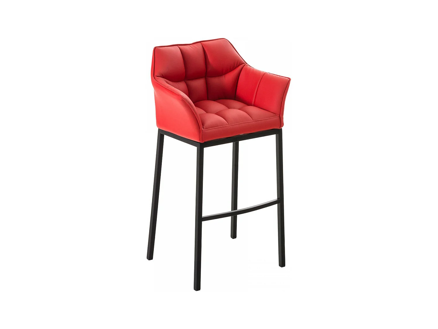 Tabouret de bar - Similicuir & Noir - Rouge - Damaso