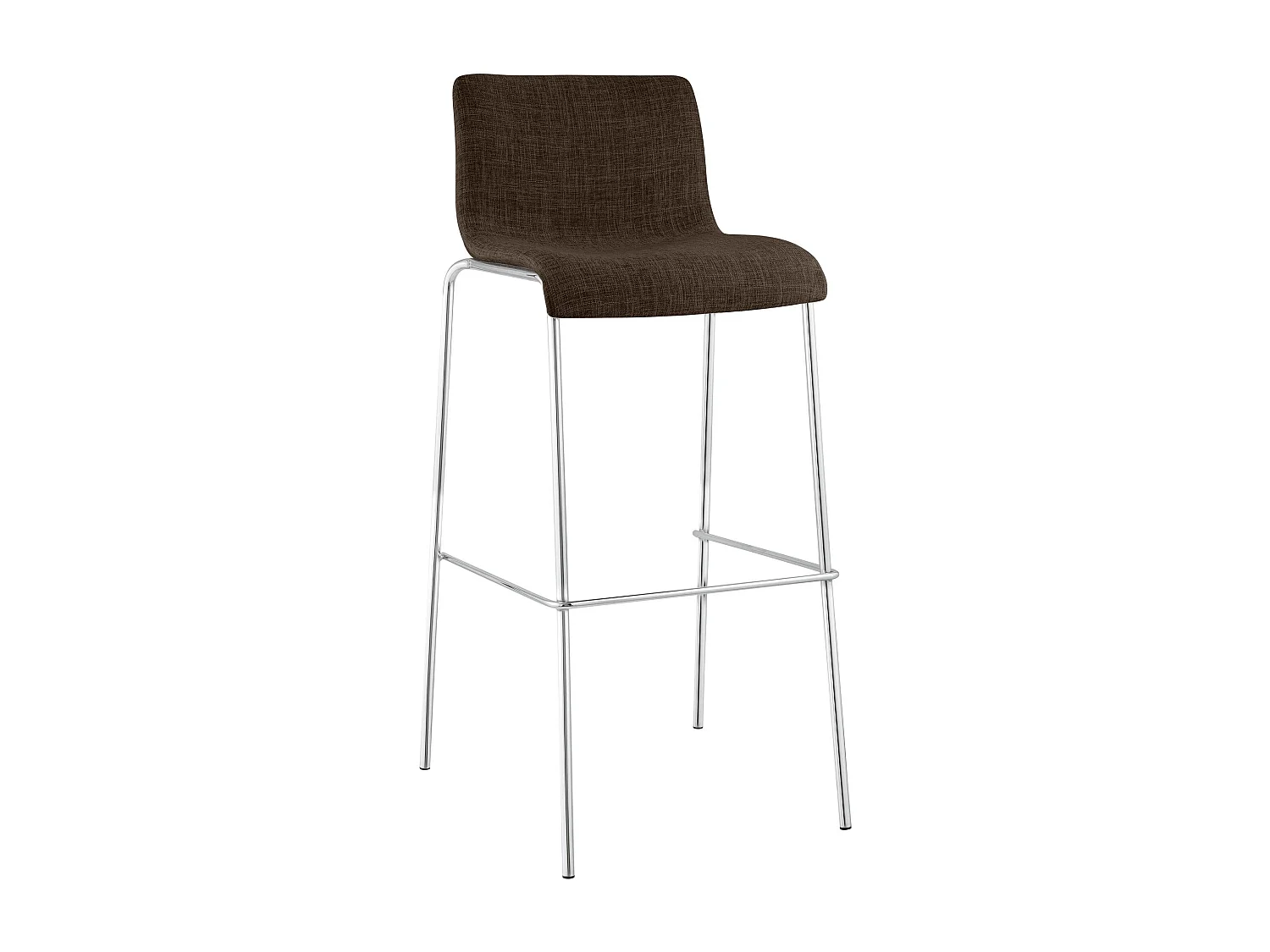 Tabouret de bar - Tissu & Chrome - Marron - Hoover
