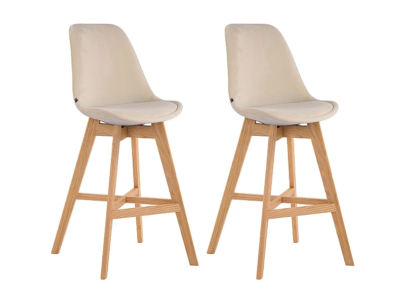 Lot de 2  Tabouret de bar - Velours & Nature - Crème - Cannes