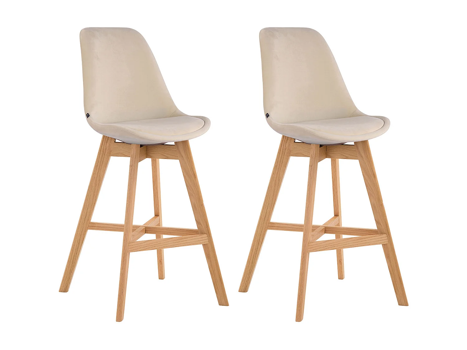 Lot de 2  Tabouret de bar - Velours & Nature - Crème - Cannes